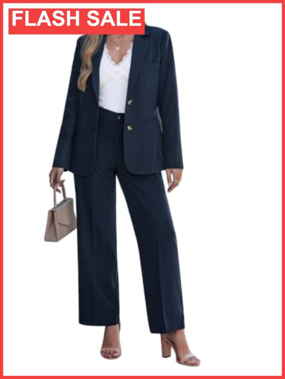 Women's 2 Piece Blazer Wide Leg Pants Suit Set Business Casual